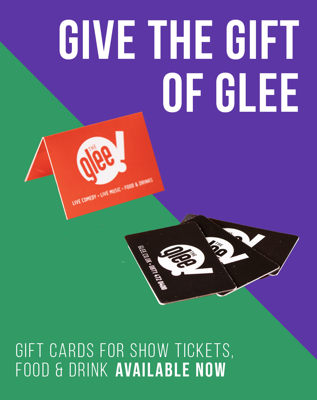 Gift Cards - Live Comedy, Music, Food & Drink at the Glee