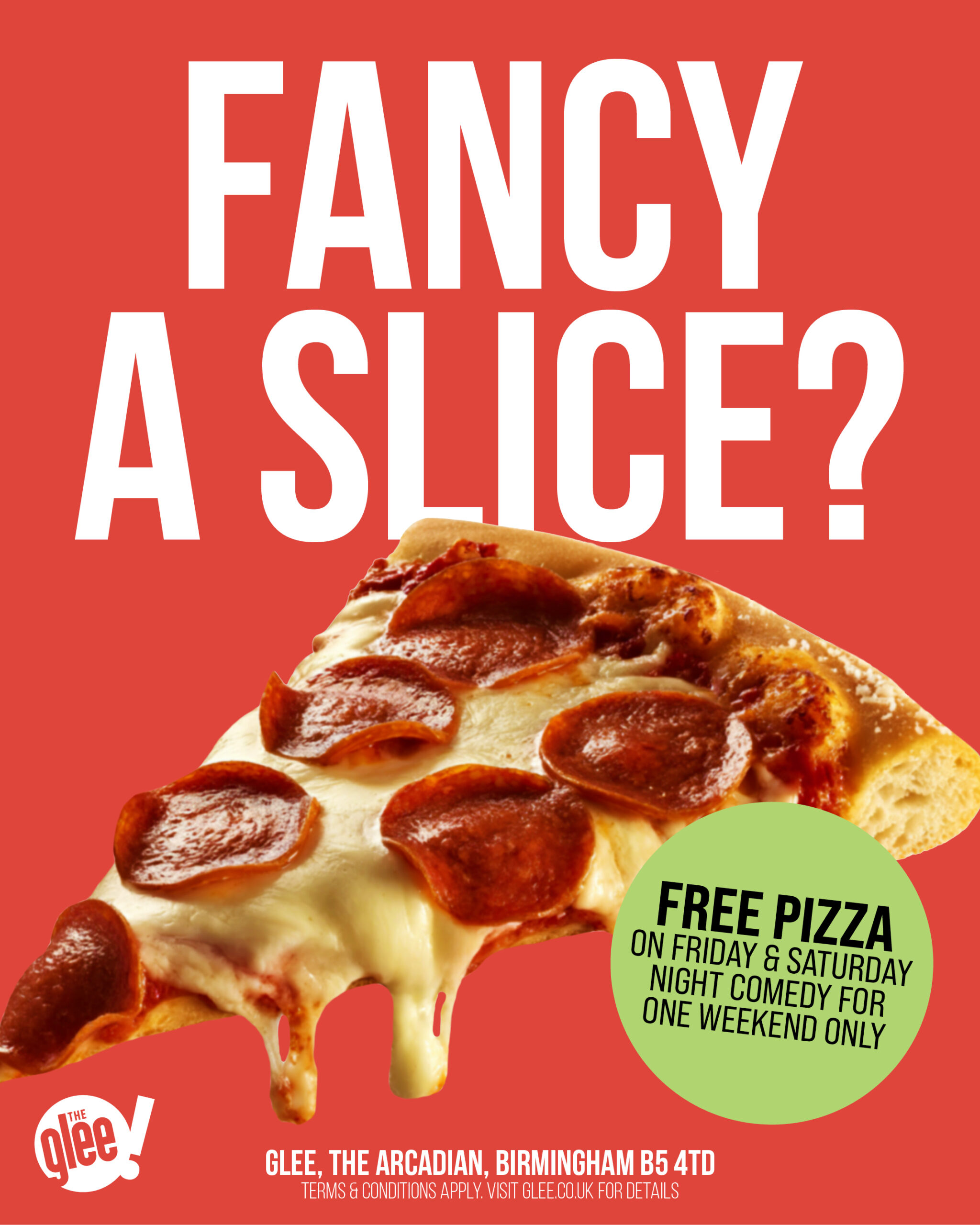 Free Pizza Weekend - live comedy at The Glee Club Birmingham