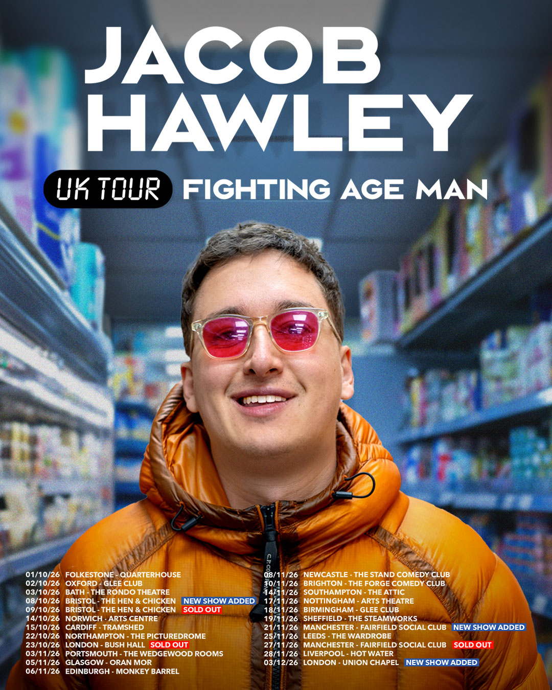 Jacob Hawley - live comedy at Oxford Glee Club - Oct 2026
